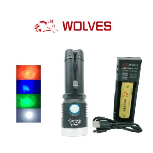울브스 L2 포맨 RGB 손전등 LED랜턴 18650 충전기SET