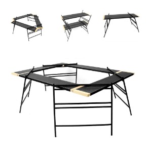 철 메쉬 캠핑 BBQ 테이블 119cm 조립식 테이블